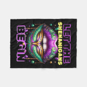 Laat de Shenanigans beginnen met Mardi Gras Lips 2 Fleece Deken (Voorkant (Horizontaal))