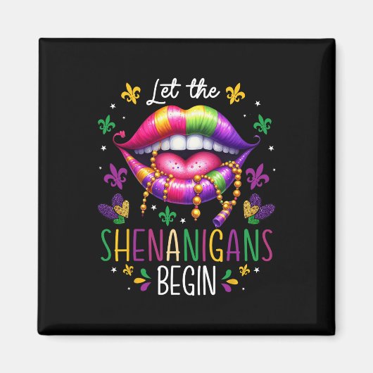 Laat de Shenanigans beginnen met Mardi Gras Lips N Magneet (Voorkant)