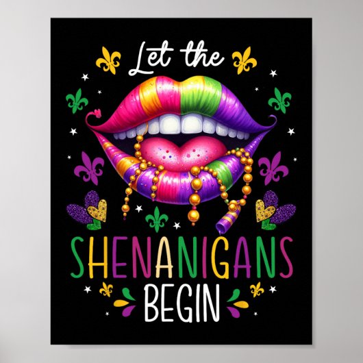 Laat de Shenanigans beginnen met Mardi Gras Lips N Poster (Voorkant)