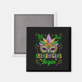 Laat de Shenanigans beginnen met Mardi Gras Mask N Magneet (Voorkant / Achterkant)