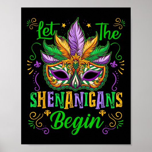 Laat de Shenanigans beginnen met Mardi Gras Mask N Poster (Voorkant)