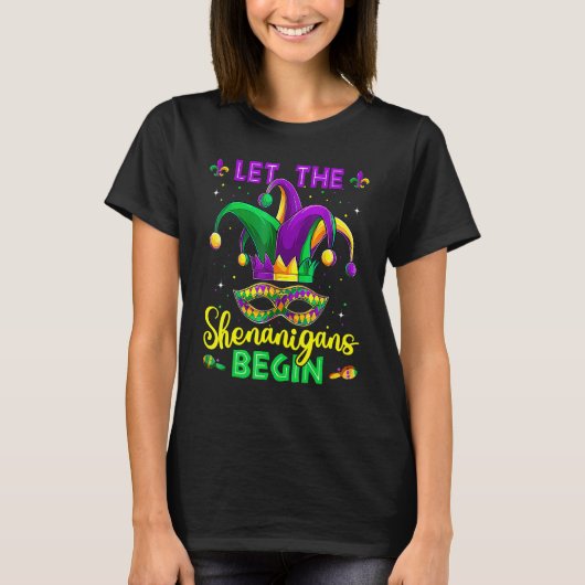 Laat de Shenanigans beginnen met Mardi Gras Party  T-shirt (Voorkant)