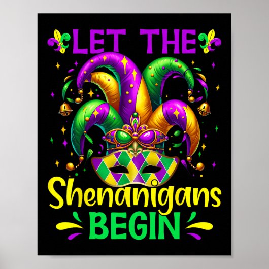 Laat de Shenanigans beginnen met Mardi Gras Poster (Voorkant)
