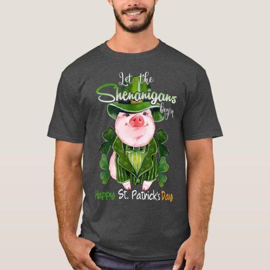 Laat de Shenanigans beginnen met Shamrock Funny Pi T-shirt (Voorkant)