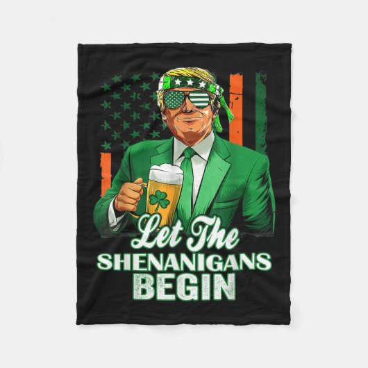 Laat de Shenanigans beginnen met Trump St Patrick' Fleece Deken (Voorkant)