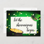 Laat de Shenanigans beginnen St Patricks uitnodigi Uitnodiging Briefkaart (Voorkant / Achterkant)