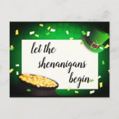 Laat de Shenanigans beginnen St Patricks uitnodigi Uitnodiging Briefkaart (Voorkant)