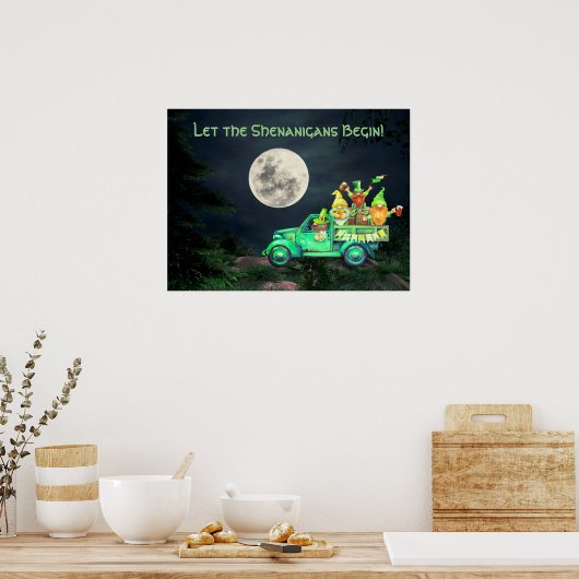 Laat de Shenanigans met de Ierse Gnomen Full Moon Poster (Keuken)