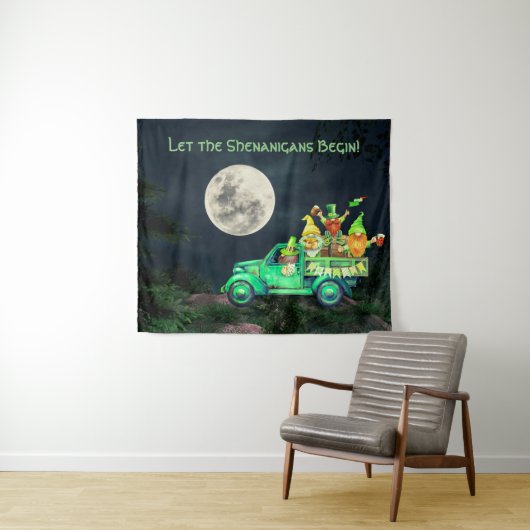 Laat de Shenanigans met de Ierse Gnomen Full Moon  Wandkleed (In Situ (horizontaal))