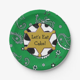 Laat de sheriff Badge Green Bandanna Borden eten Papieren Bordje
