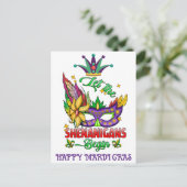 Laat de Sjalannerie Beginnen Mardi Gras Ansichtkaa Briefkaart (Staand voorkant)