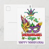 Laat de Sjalannerie Beginnen Mardi Gras Ansichtkaa Briefkaart (Voorkant / Achterkant)