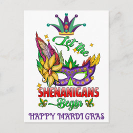 Laat de Sjalannerie Beginnen Mardi Gras Ansichtkaa Briefkaart