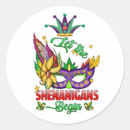 Laat de Sjalannerie Beginnen Mardi Gras Ronde Stic Sticker