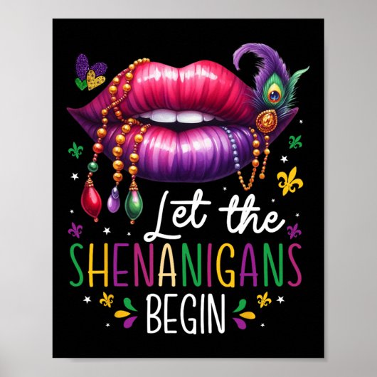 Laat de Sjenanigans beginnen Mardi Gras Lippen New Poster (Voorkant)