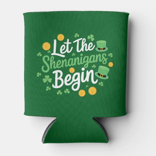 Laat de Sjenanigans beginnen met Funny St Patrick' Blikjeskoeler (Voorkant)