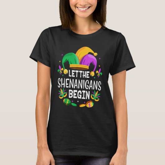 Laat de Sjenanigans beginnen met Mardi Gras, Kinde T-shirt (Voorkant)