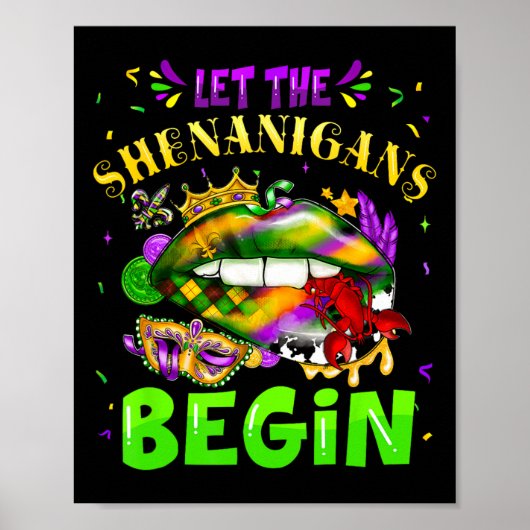 Laat de Sjenanigans beginnen met Mardi Gras Lips K Poster (Voorkant)