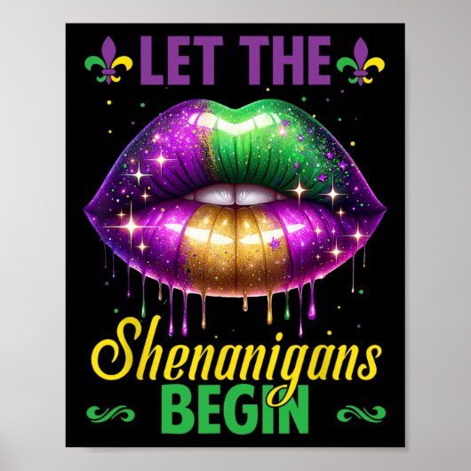 Laat de Sjenanigans beginnen met Mardi Gras Lips K Poster (Voorkant)