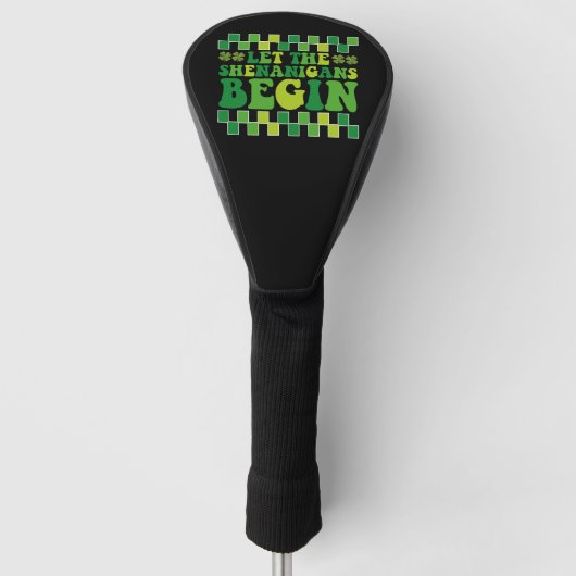Laat de Sjoehanigans Begin Iers Groovy Retro Golfheadcover (Voorkant)