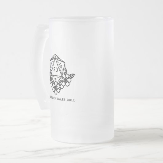 Laat de slechte tijden dobbelen matglas bierpul (Voorkant links)