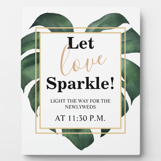 Laat de Sparkle Leaf bruiloftbord van de Sparkle h Fotoplaat (Voorkant)