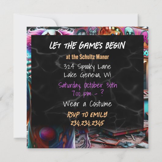 Laat de Spelen Beginnen | Halloweenfeest  (Achterkant)