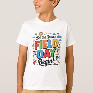 Laat de spellen beginnen Field Day Fun Day Teacher T-shirt