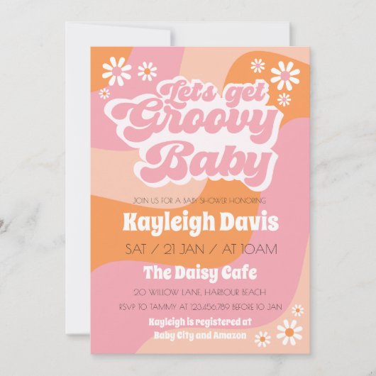 Laat de Uitnodiging van het Baby shower van Groovy (Voorkant)