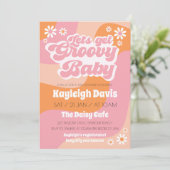 Laat de Uitnodiging van het Baby shower van Groovy (Staand voorkant)