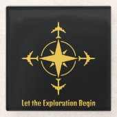Laat de verkenning beginnen, Cool Aviation Custom Glazen Onderzetter (Voorkant)