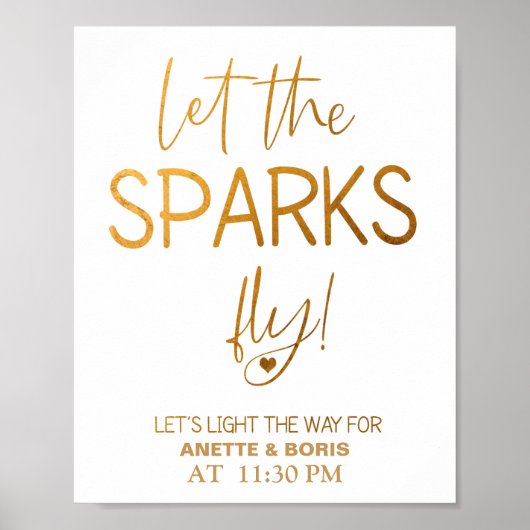 Laat de vonken het poster van het trouwbord vliege (Voorkant)