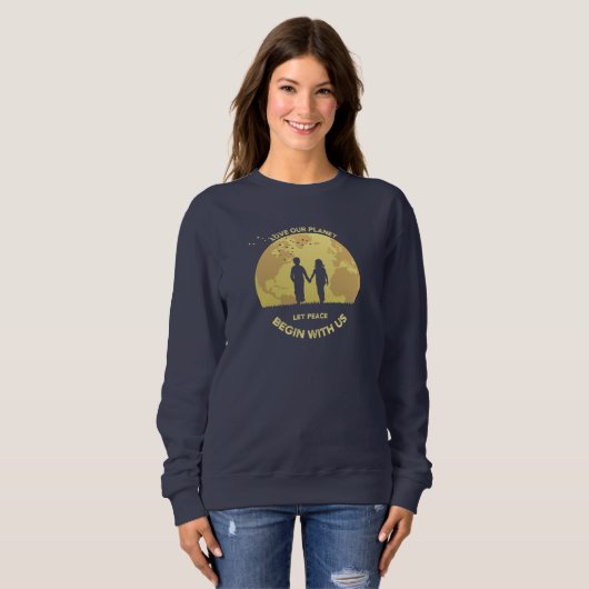 Laat de vrede met ons beginnen | Sweatshirt voor d (Voorkant volledig)