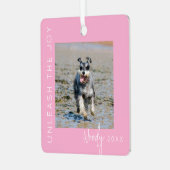 Laat de vreugde los | Pet Foto Kerstboom Metalen Ornament (Voorkant links)