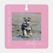 Laat de vreugde los | Pet Foto Kerstboom Metalen Ornament (Achterkant)