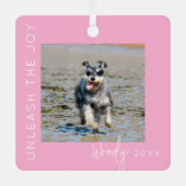 Laat de vreugde los | Pet Foto Kerstboom Metalen Ornament (Voorkant)