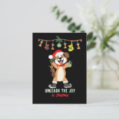 Laat de vreugde van de kersthond los briefkaart (Staand voorkant)