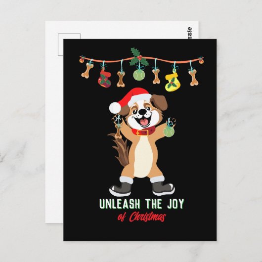 Laat de vreugde van de kersthond los briefkaart (Voorkant / Achterkant)