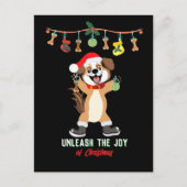 Laat de vreugde van de kersthond los briefkaart (Voorkant)