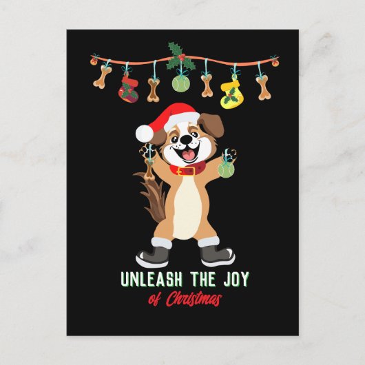 Laat de vreugde van de kersthond los briefkaart (Voorkant)