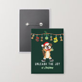 Laat de vreugde van de kersthond los button (Voorkant / Achterkant)