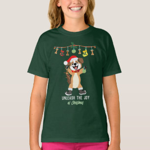 Laat de vreugde van kerst los honden T-shirt