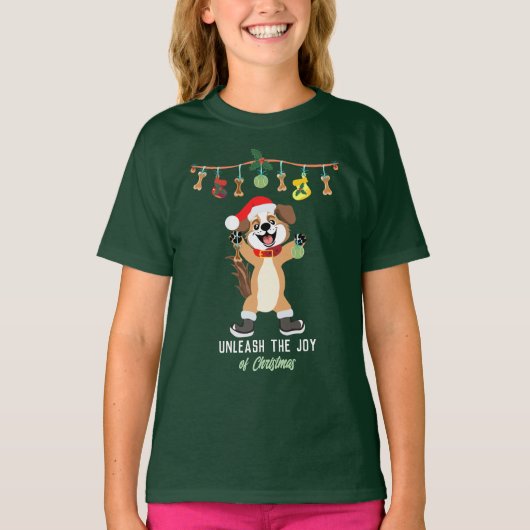 Laat de vreugde van kerst los honden T-shirt (Voorkant)