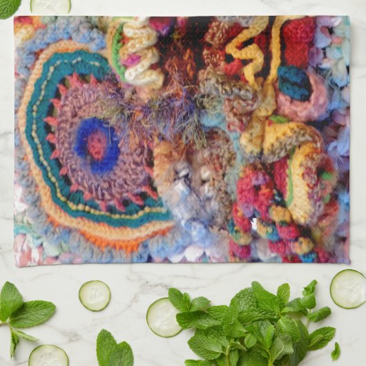 Laat de Vrije Foto van het Ontwerp van het Gehaakt Theedoek (Gevouwen)