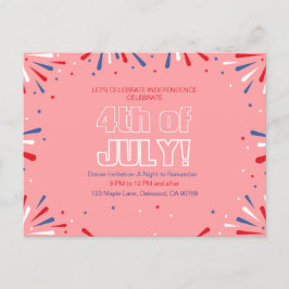 Laat de vrijheid schitteren, sprankelend 4 juli uitnodiging briefkaart