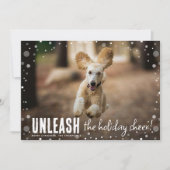 Laat de vrolijkheid los! Hondenfoto Kerstmis Feestdagenkaart (Voorkant)