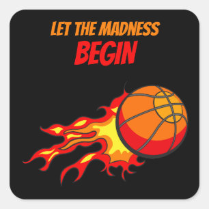 Laat de Waanzin Beginnen, Vliegende Basketbal Zwar Vierkante Sticker
