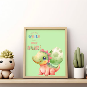 Laat de wereld je gebrul horen! Mooie waterverf Di Poster