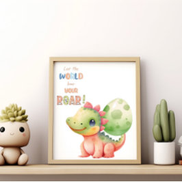 Laat de wereld je gebrul horen! Mooie waterverf Di Poster