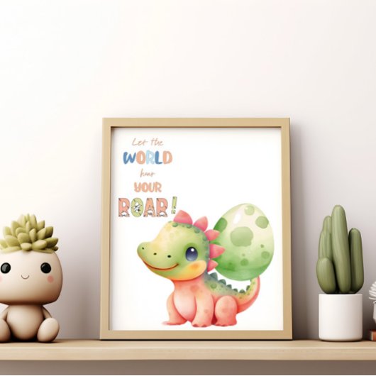 Laat de wereld je gebrul horen! Mooie waterverf Di Poster